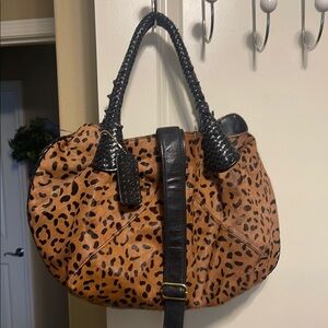 Parisian Platinum Leopard Print Leather Tote Bag